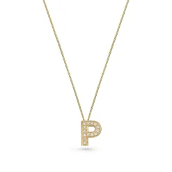 Beaverbrooks 9ct Yellow Gold Diamond Initial P Pendant