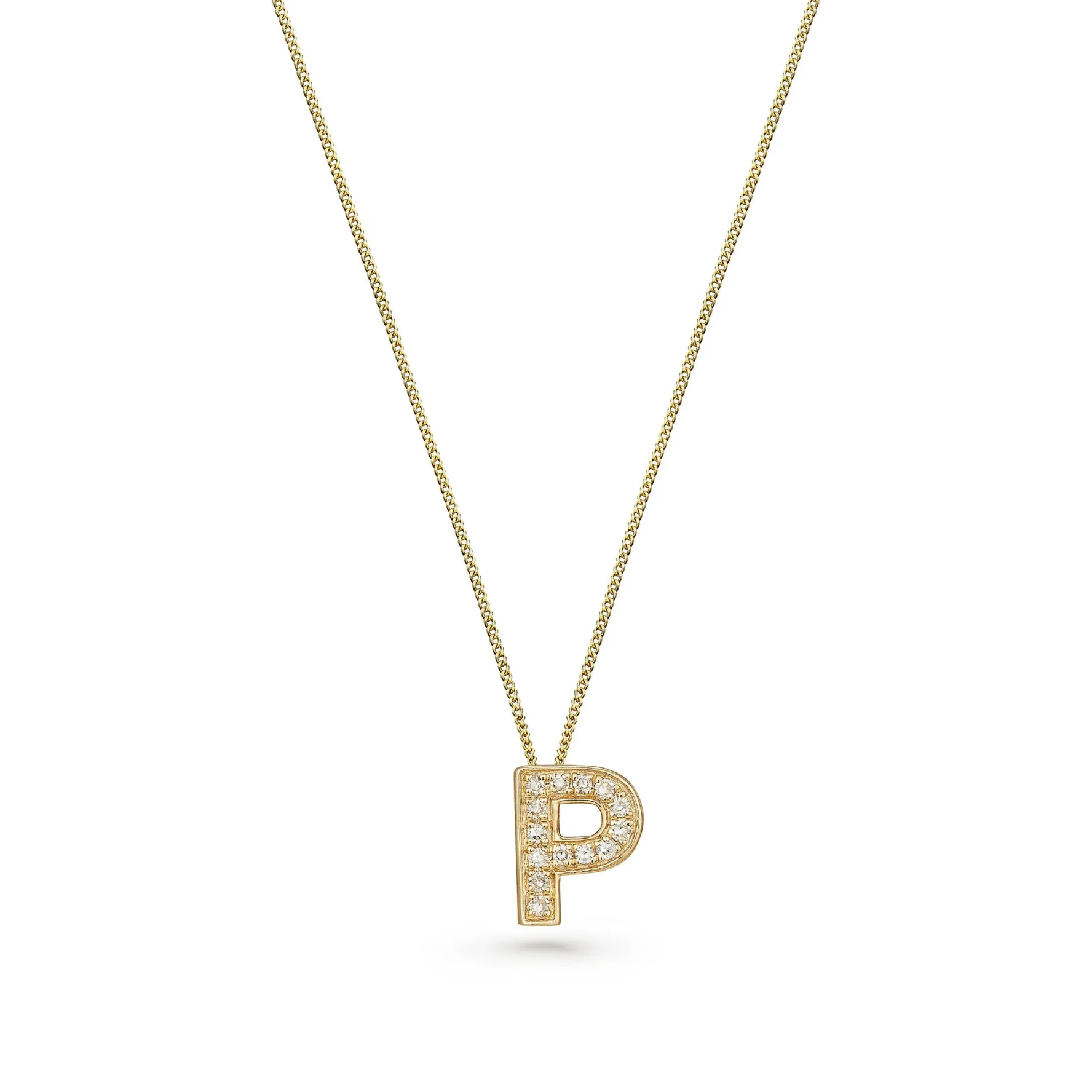 Beaverbrooks 9ct Yellow Gold Diamond Initial P Pendant