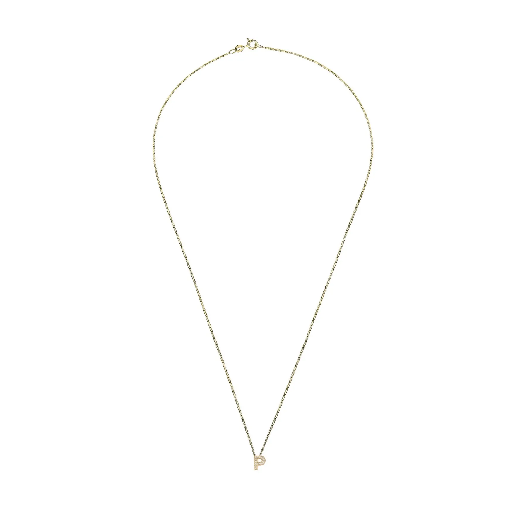 Beaverbrooks 9ct Yellow Gold Diamond Initial P Pendant