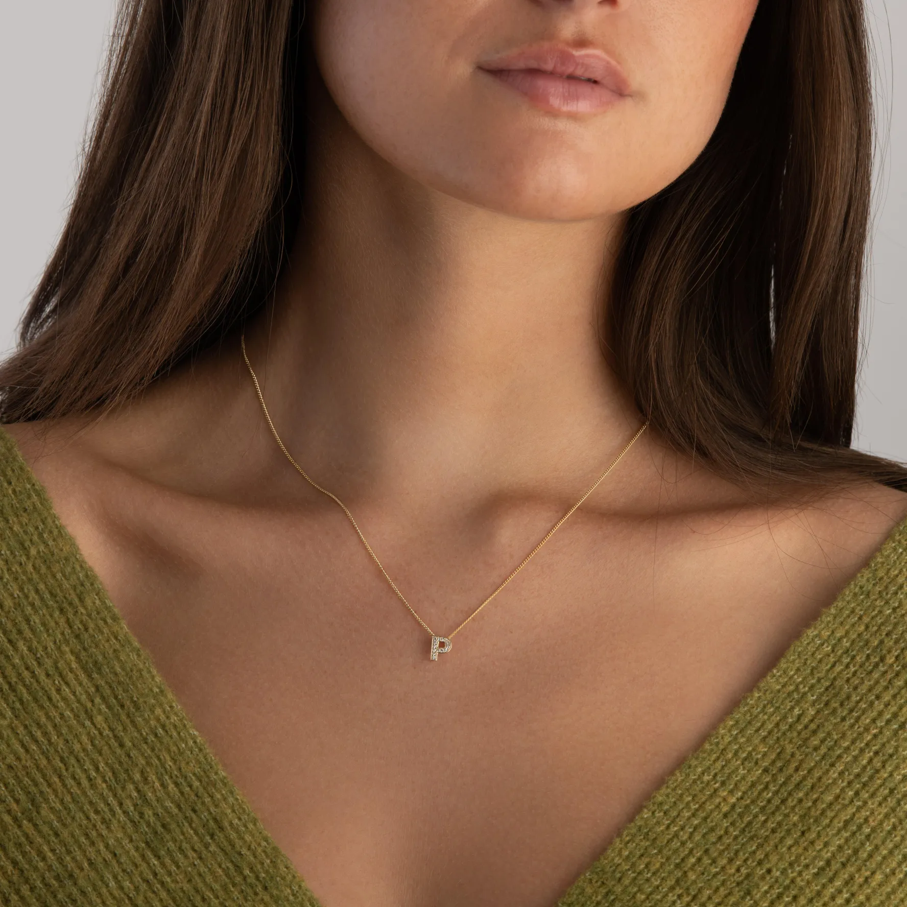 Beaverbrooks 9ct Yellow Gold Diamond Initial P Pendant