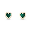 Beaverbrooks 9ct Yellow Gold Malachite Heart Stud Earrings