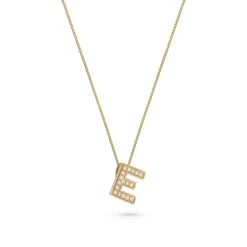Beaverbrooks 9ct Yellow Gold Diamond Initial E Pendant