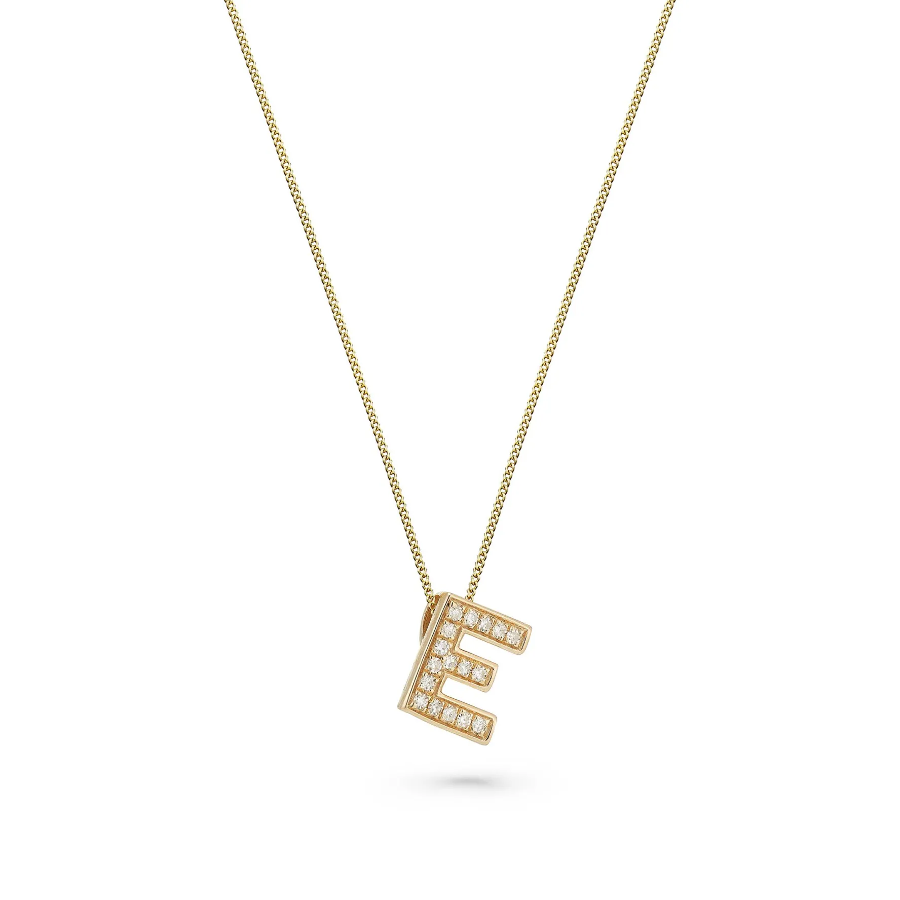 Beaverbrooks 9ct Yellow Gold Diamond Initial E Pendant