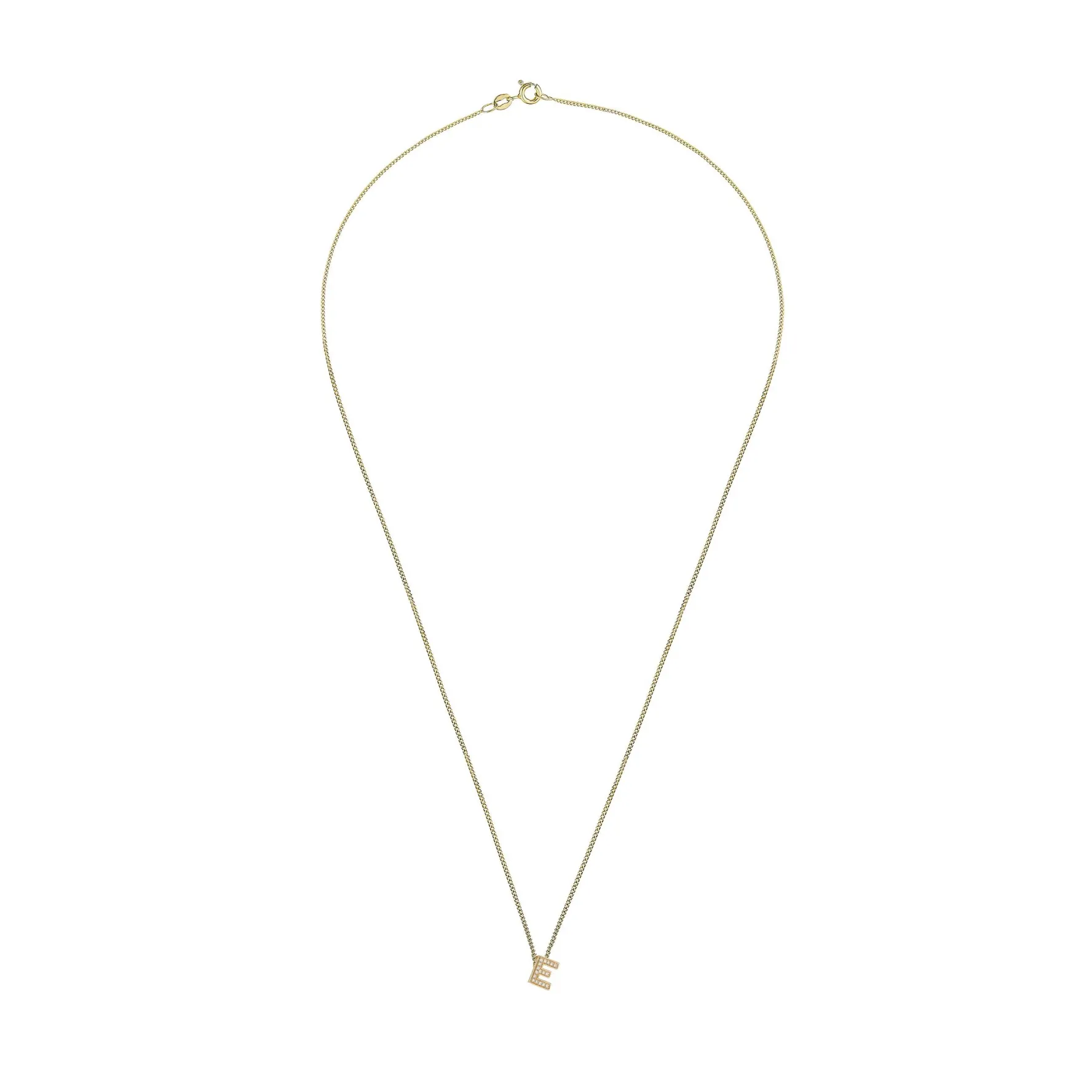 Beaverbrooks 9ct Yellow Gold Diamond Initial E Pendant