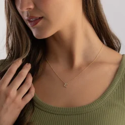 Beaverbrooks 9ct Yellow Gold Diamond Initial E Pendant