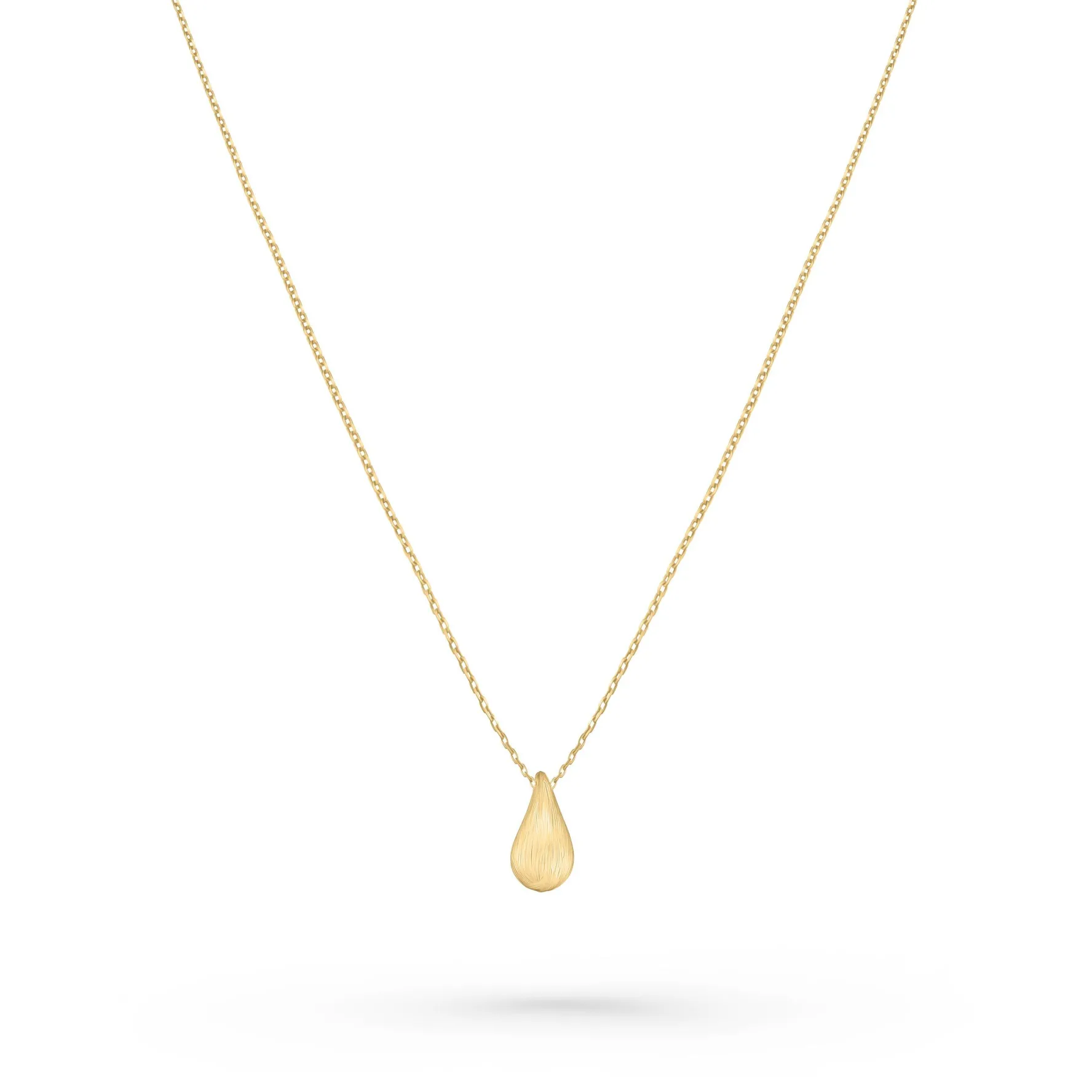 Beaverbrooks 9ct Yellow Gold Etched Teardrop Necklace