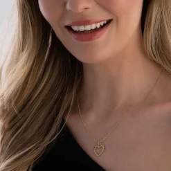 Beaverbrooks 9ct Yellow Gold Cubic Zirconia Heart Pendant