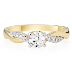 Beaverbrooks 18ct Yellow Gold Diamond Twist Solitaire Ring