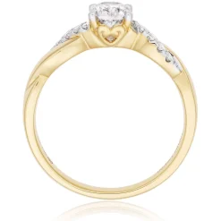 Beaverbrooks 18ct Yellow Gold Diamond Twist Solitaire Ring