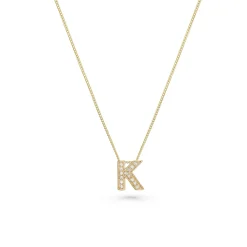 Beaverbrooks 9ct Yellow Gold Diamond Initial K Pendant