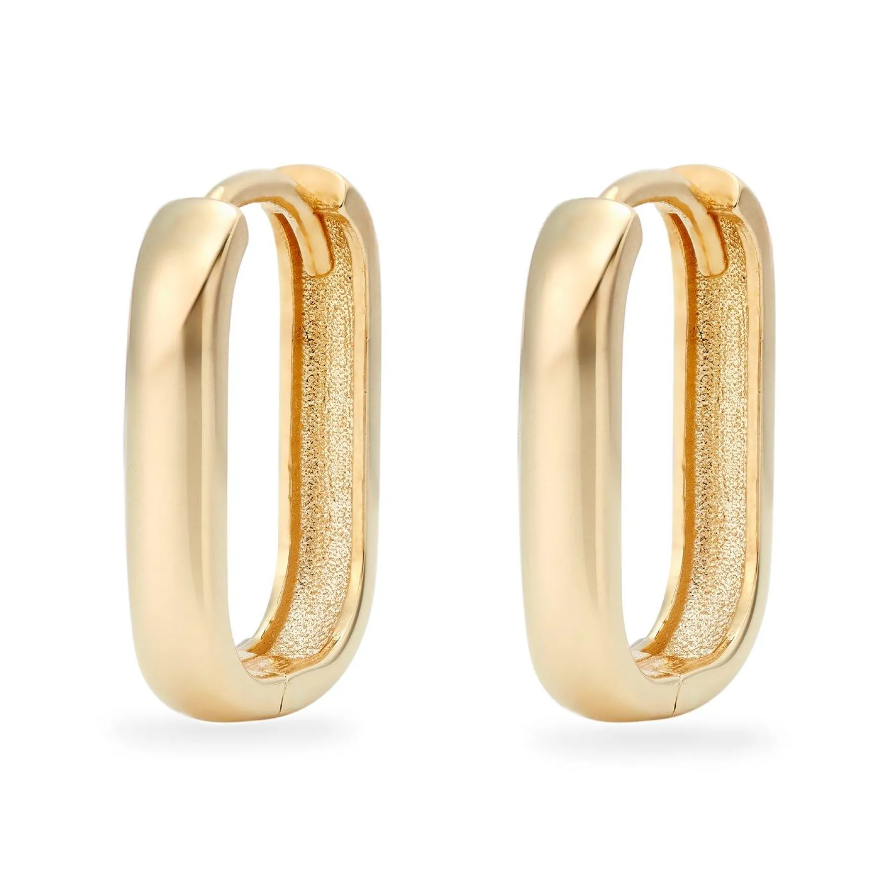 Beaverbrooks 9ct Yellow Gold Rectangle Huggie Hoop Earrings