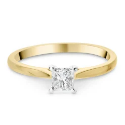 Beaverbrooks 9ct Yellow Gold Princess Diamond Solitaire Ring