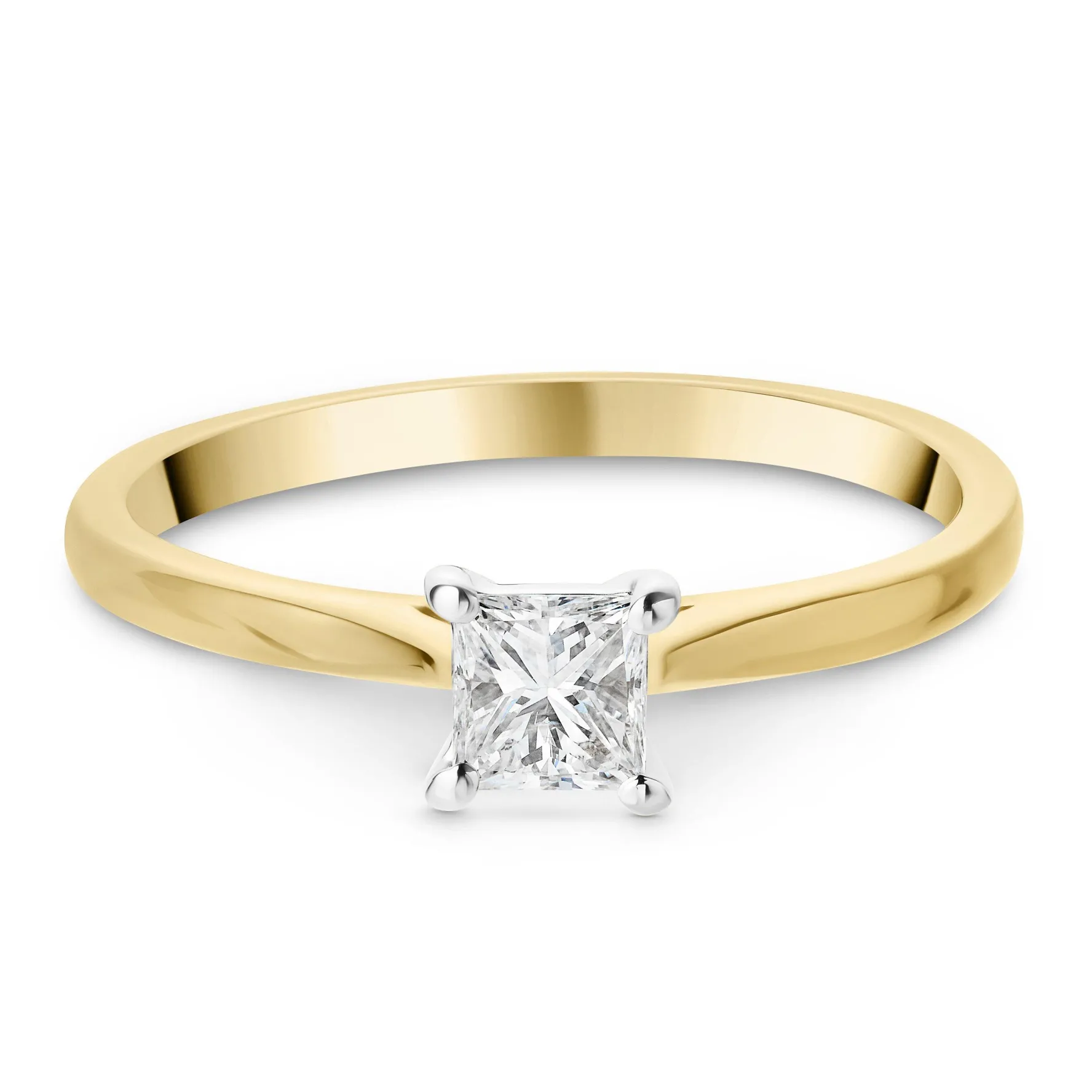 Beaverbrooks 9ct Yellow Gold Princess Diamond Solitaire Ring