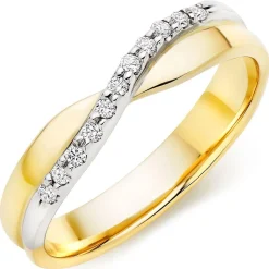 Beaverbrooks 9ct Yellow Gold and White Gold Diamond Ladies Wedding Ring