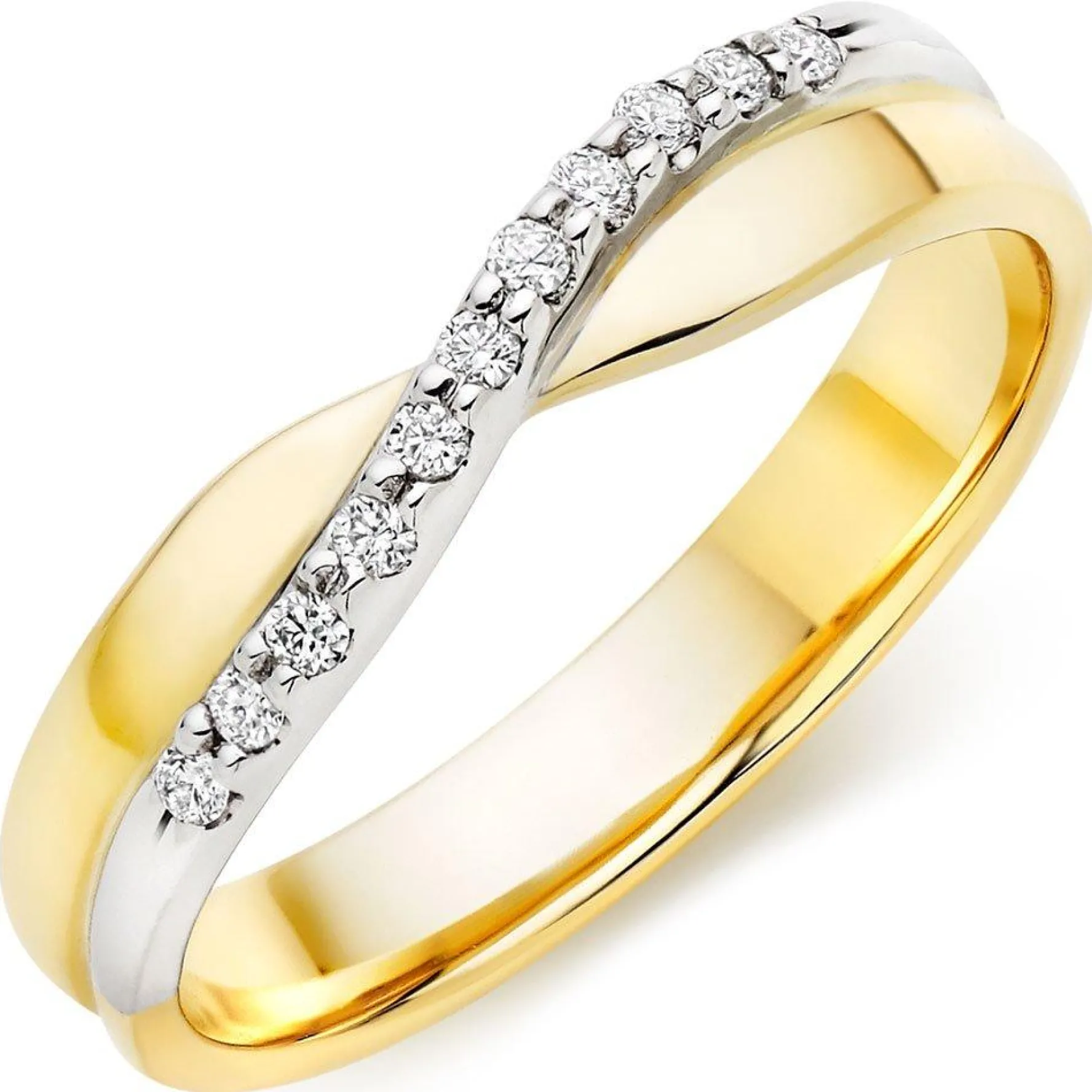 Beaverbrooks 9ct Yellow Gold and White Gold Diamond Ladies Wedding Ring