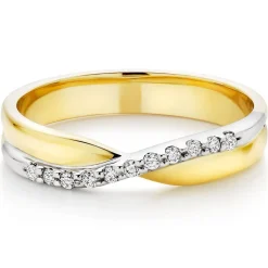 Beaverbrooks 9ct Yellow Gold and White Gold Diamond Ladies Wedding Ring