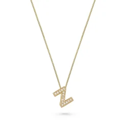 Beaverbrooks 9ct Yellow Gold Diamond Initial Z Pendant