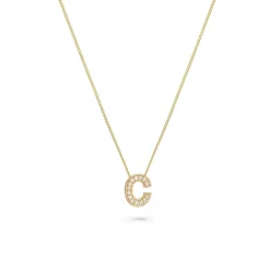 Beaverbrooks 9ct Yellow Gold Diamond Initial C Pendant