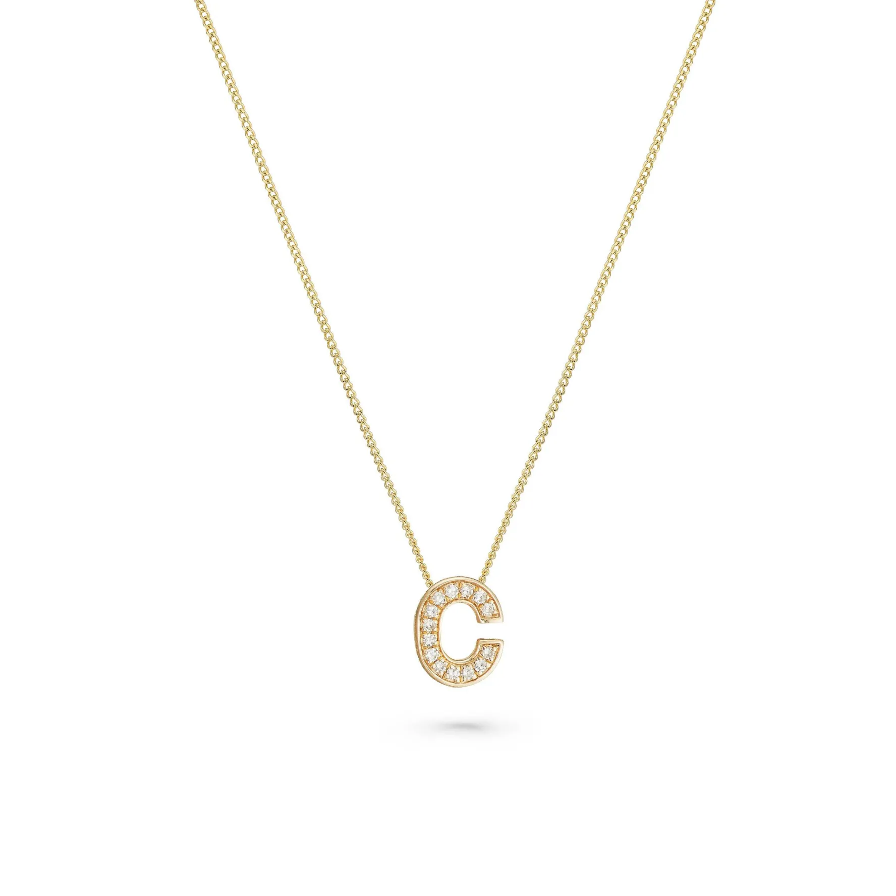 Beaverbrooks 9ct Yellow Gold Diamond Initial C Pendant