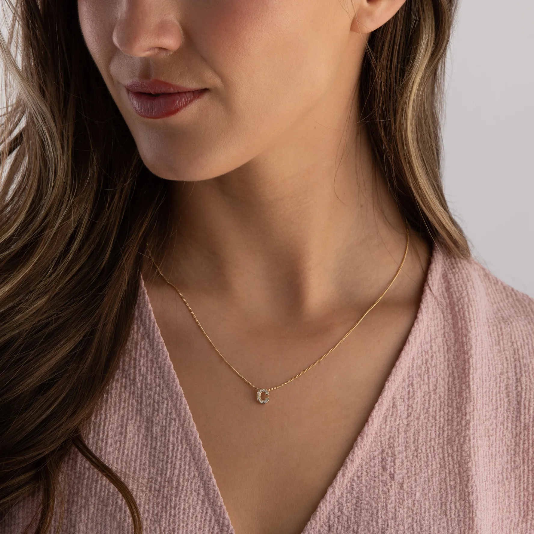 Beaverbrooks 9ct Yellow Gold Diamond Initial C Pendant