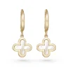 Beaverbrooks 9ct Yellow Gold Mother of Pearl Clover Huggie Hoop Earrings