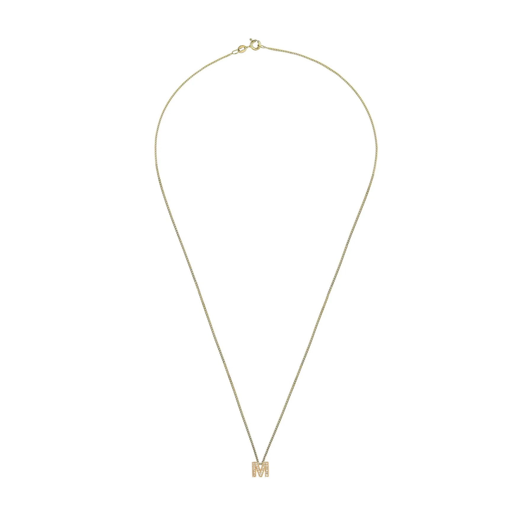 Beaverbrooks 9ct Yellow Gold Diamond Initial M Pendant
