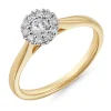 Beaverbrooks 18ct Yellow Gold Diamond Halo Engagement Ring