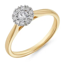 Beaverbrooks 18ct Yellow Gold Diamond Halo Engagement Ring