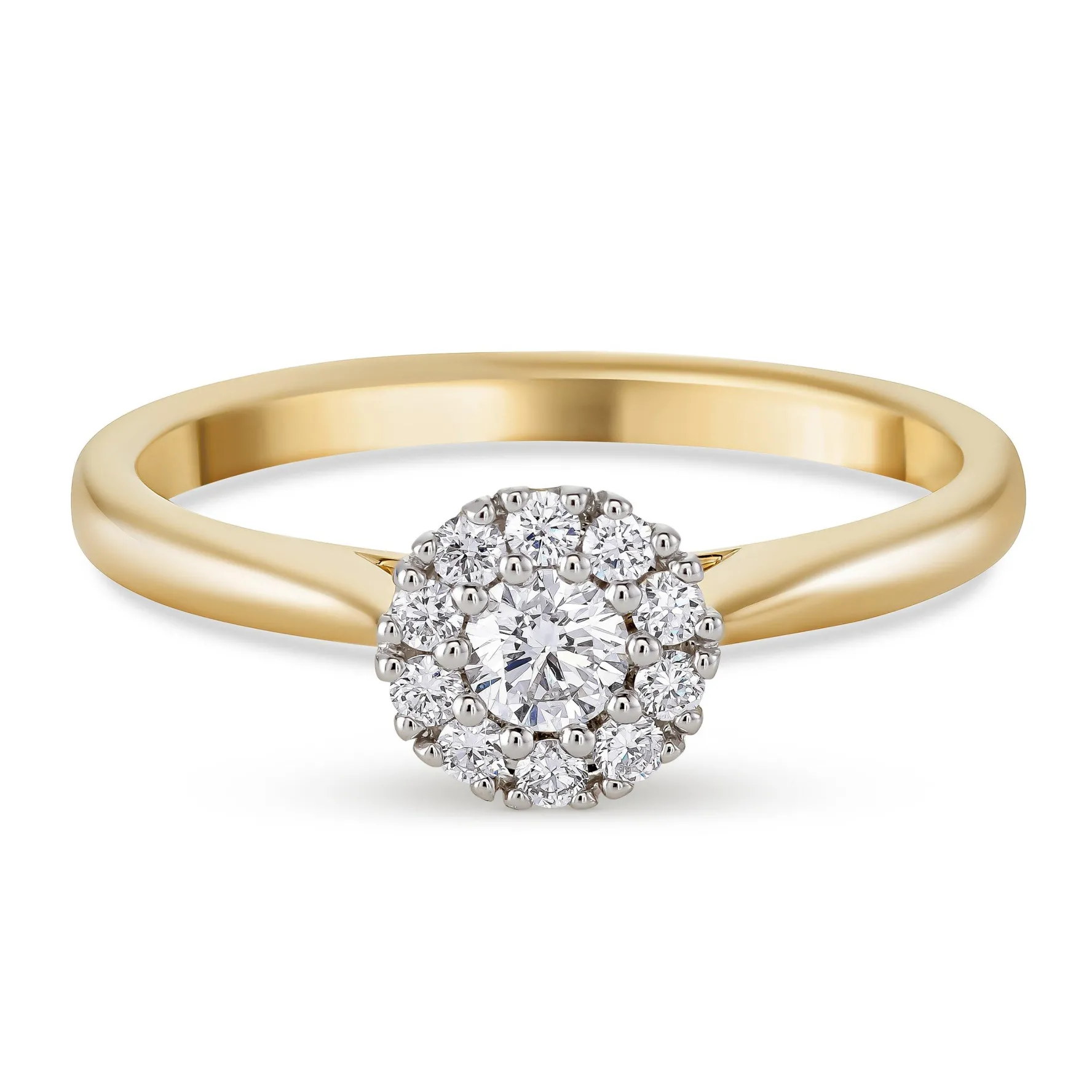 Beaverbrooks 18ct Yellow Gold Diamond Halo Engagement Ring
