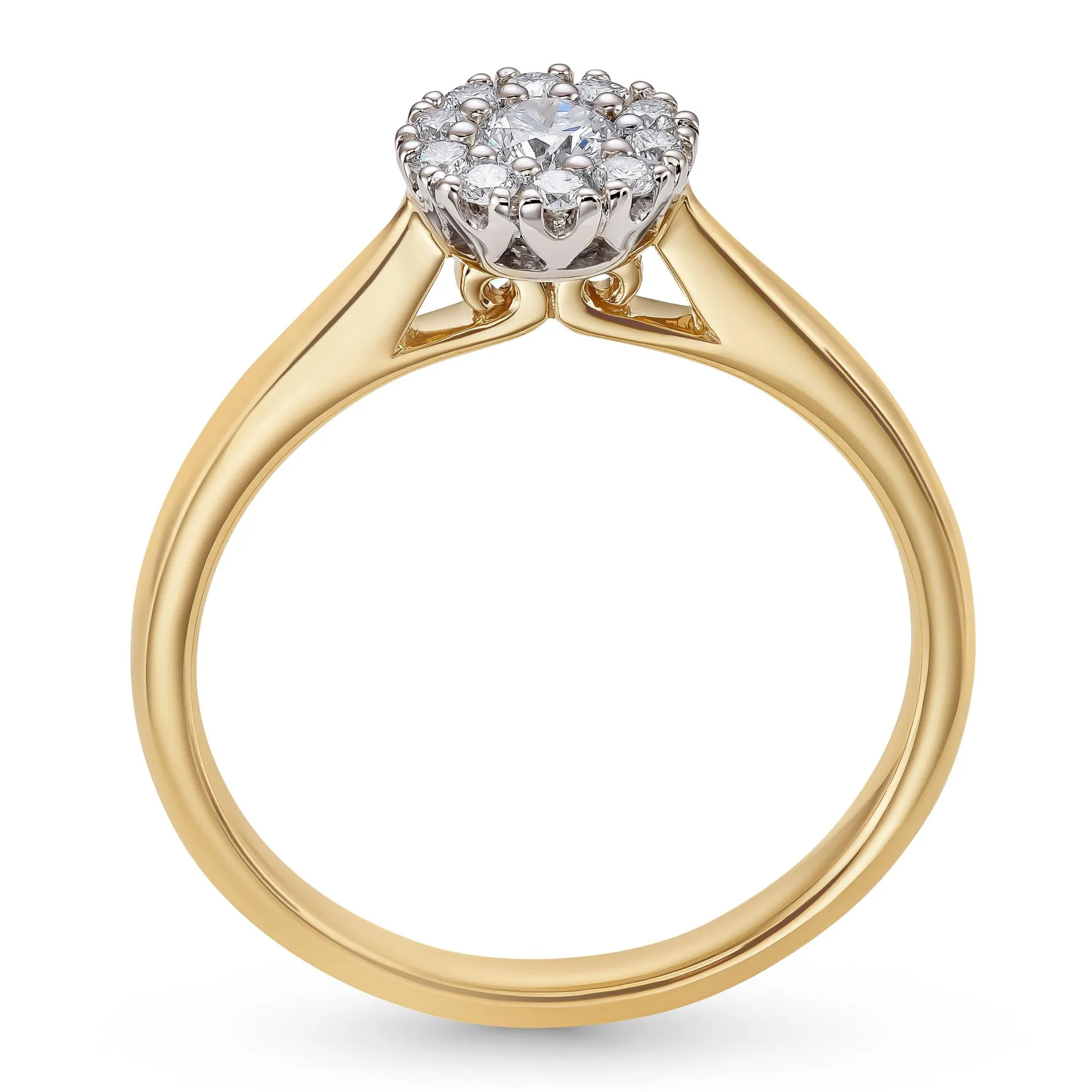 Beaverbrooks 18ct Yellow Gold Diamond Halo Engagement Ring