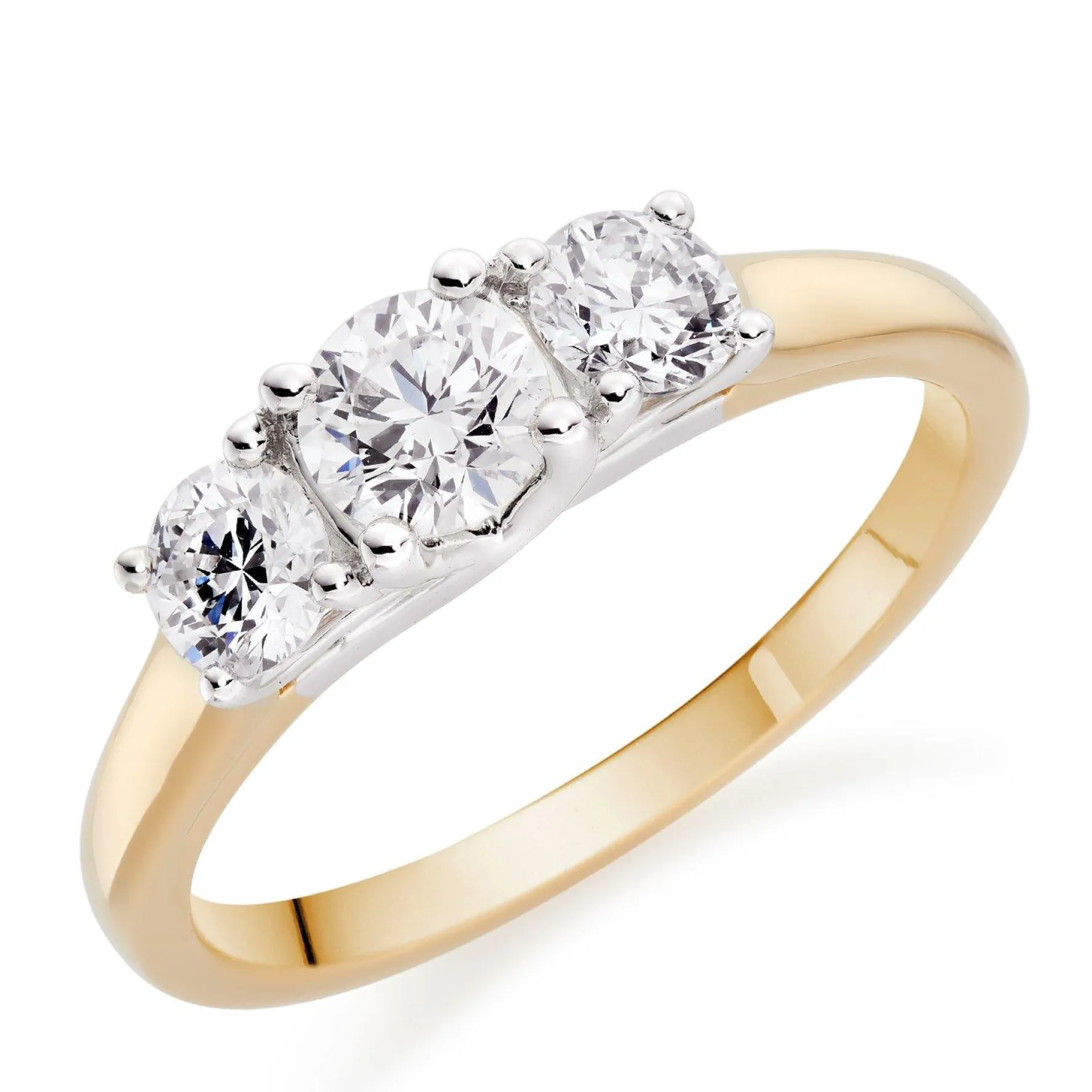 Beaverbrooks 18ct Yellow Gold Diamond Three Stone Ring