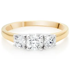 Beaverbrooks 18ct Yellow Gold Diamond Three Stone Ring