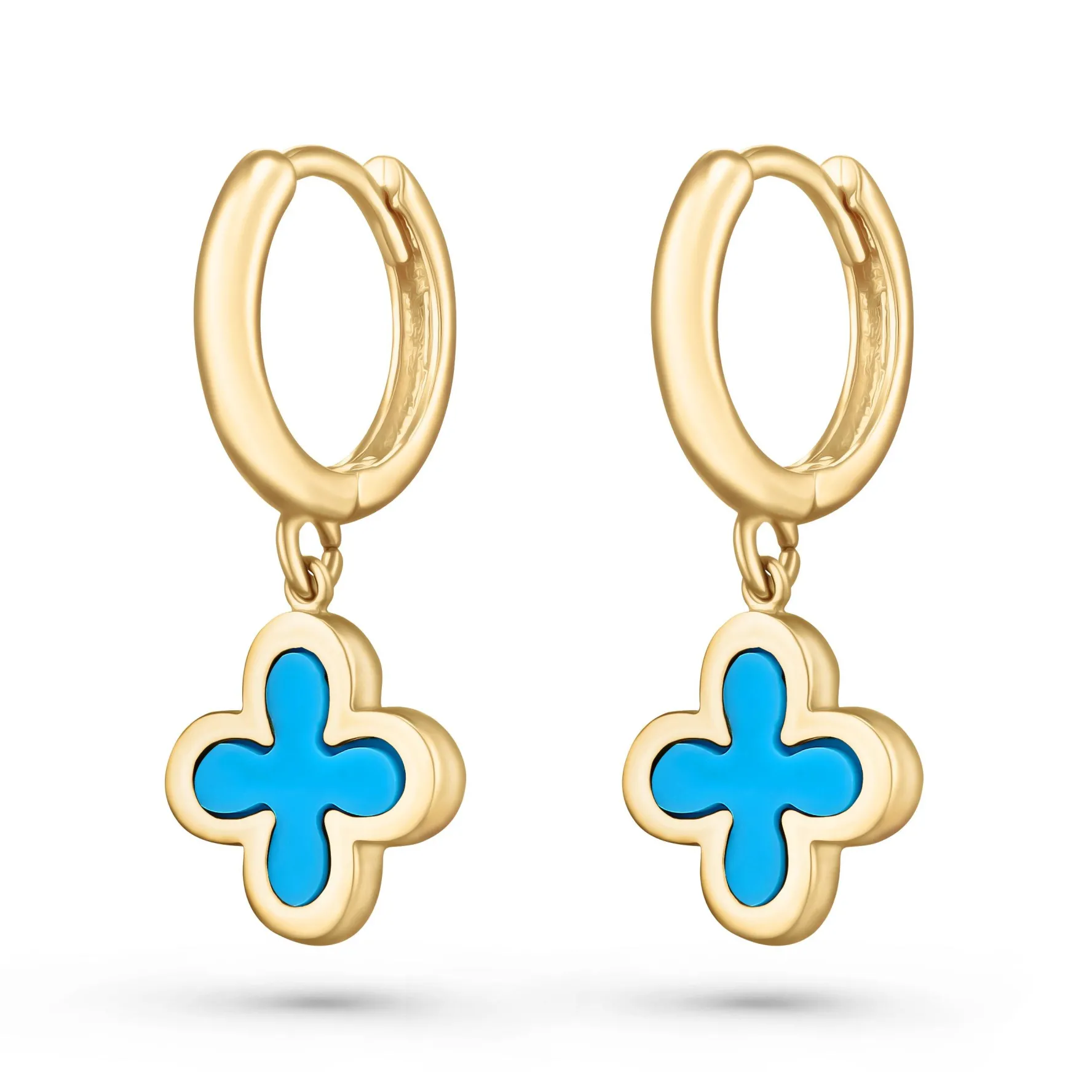 Beaverbrooks 9ct Yellow Gold Clover Huggie Earrings