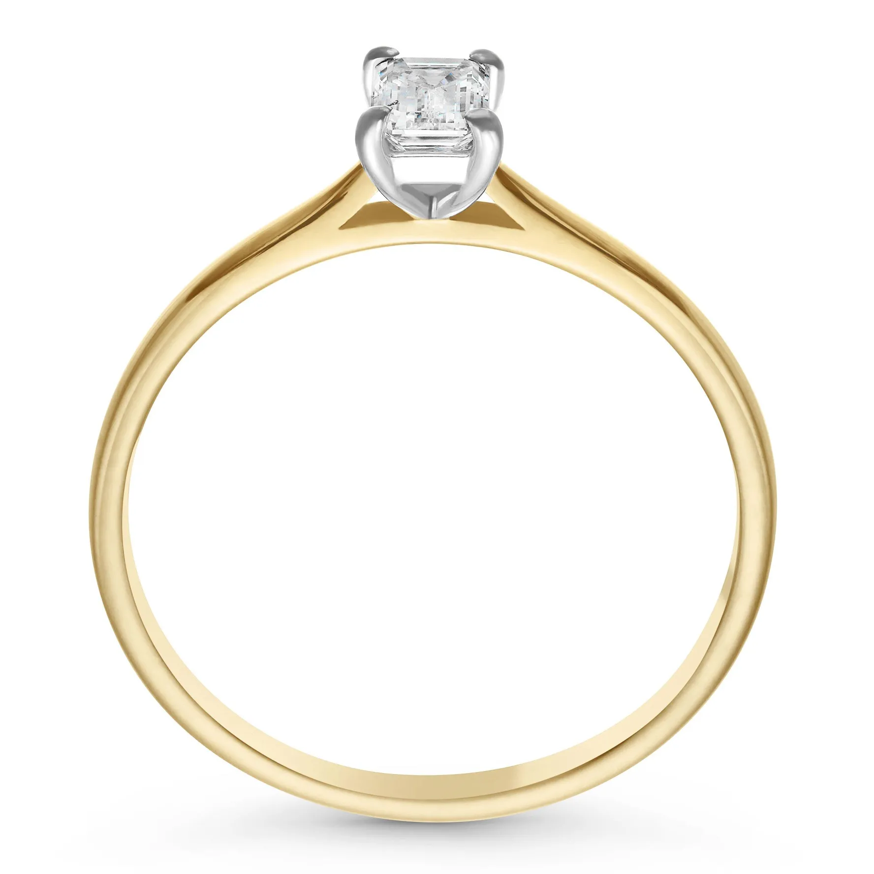 Beaverbrooks 18ct Yellow Gold Emerald Shaped Diamond Solitaire Ring