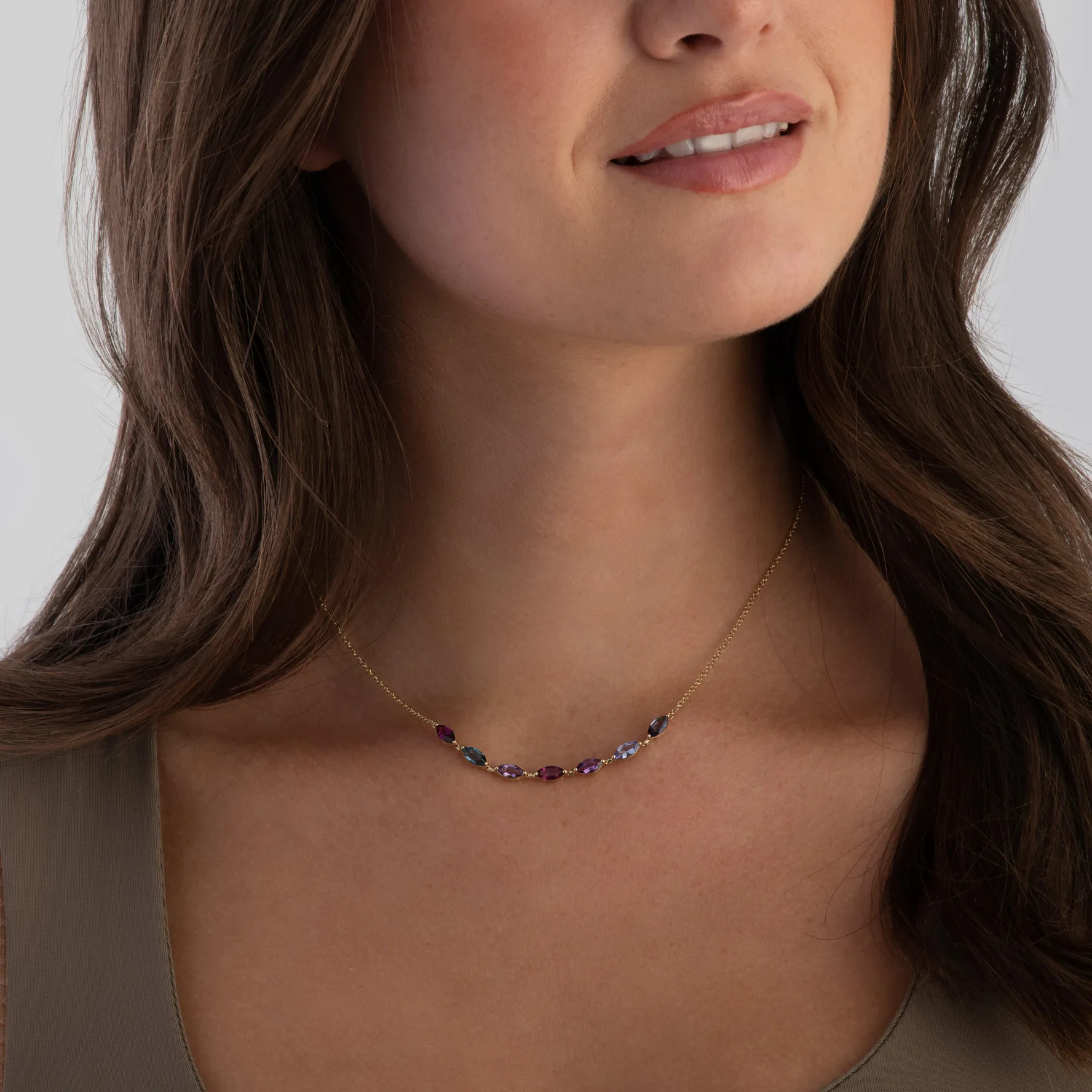 Beaverbrooks 9ct Yellow Gold Gemstone Necklace