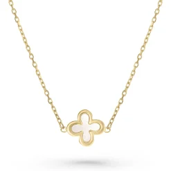Beaverbrooks 9ct Yellow Gold Mother of Pearl Single Clover Necklace
