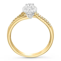 Beaverbrooks 18ct Yellow Gold Diamond Oval Shaped Halo Engagement Ring