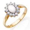 Beaverbrooks 9ct Yellow Gold Cubic Zirconia and Opal Ring