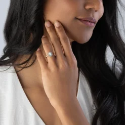 Beaverbrooks 9ct Yellow Gold Cubic Zirconia and Opal Ring