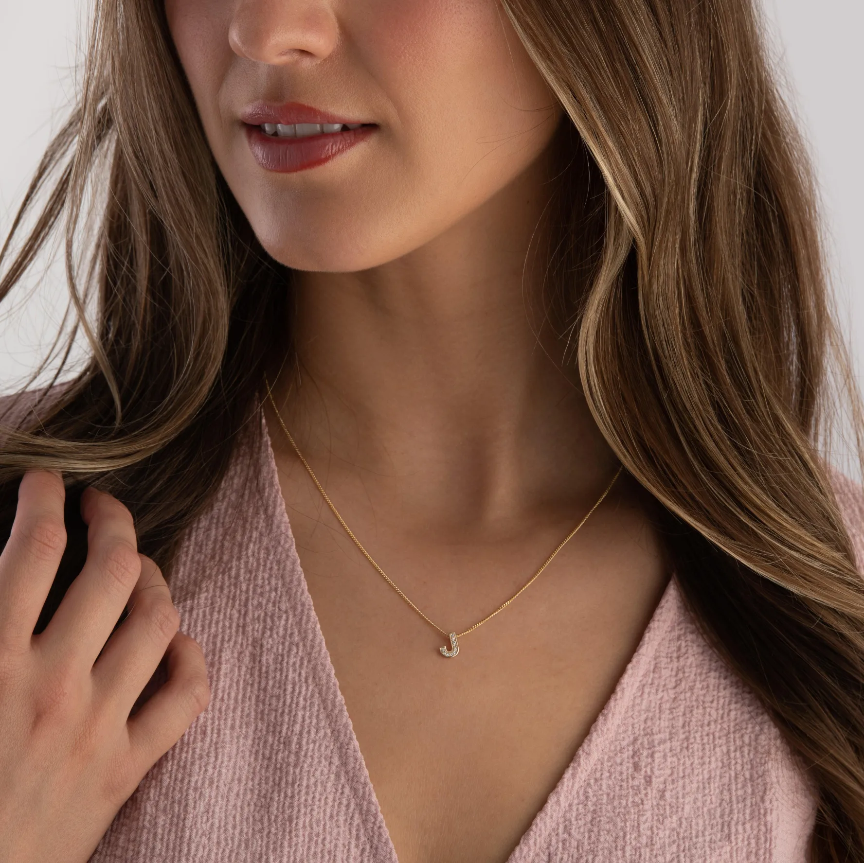 Beaverbrooks 9ct Yellow Gold Diamond Initial J Pendant