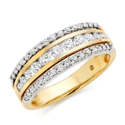 Beaverbrooks 18ct Yellow Gold Diamond 3mm Half Eternity Ring