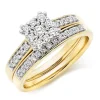 Beaverbrooks 18ct Yellow Gold Diamond 3.5mm Cluster Ring Bridal Set