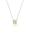 Beaverbrooks 9ct Yellow Gold Diamond Initial N Pendant