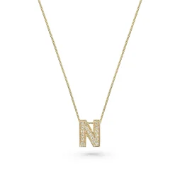 Beaverbrooks 9ct Yellow Gold Diamond Initial N Pendant