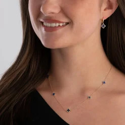 Beaverbrooks 9ct Yellow Gold Lapis Clover Huggie Earrings