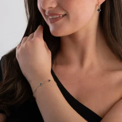 Beaverbrooks 9ct Yellow Gold Lapis Clover Huggie Earrings