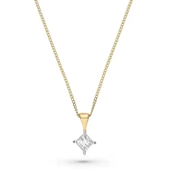 Beaverbrooks 9ct Yellow Gold Princess Diamond Pendant
