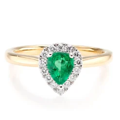 Beaverbrooks 18ct Yellow Gold Diamond Emerald Ring