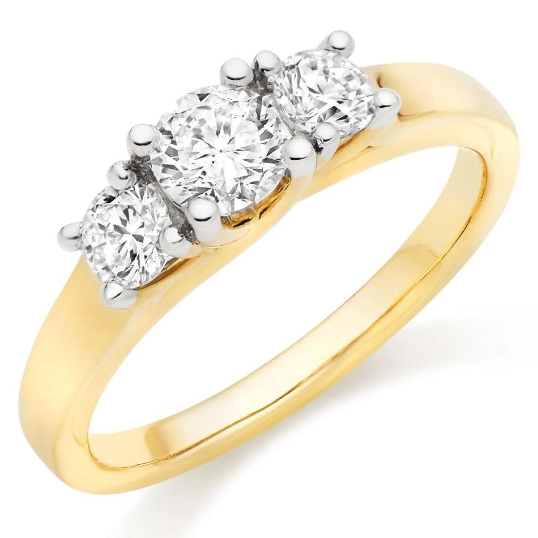 Beaverbrooks 18ct Yellow Gold Diamond Three Stone Ring