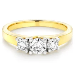 Beaverbrooks 18ct Yellow Gold Diamond Three Stone Ring
